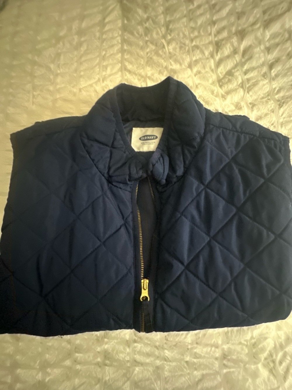 Old Navy Navy Quilted Puffer Vest with Gold Zipper